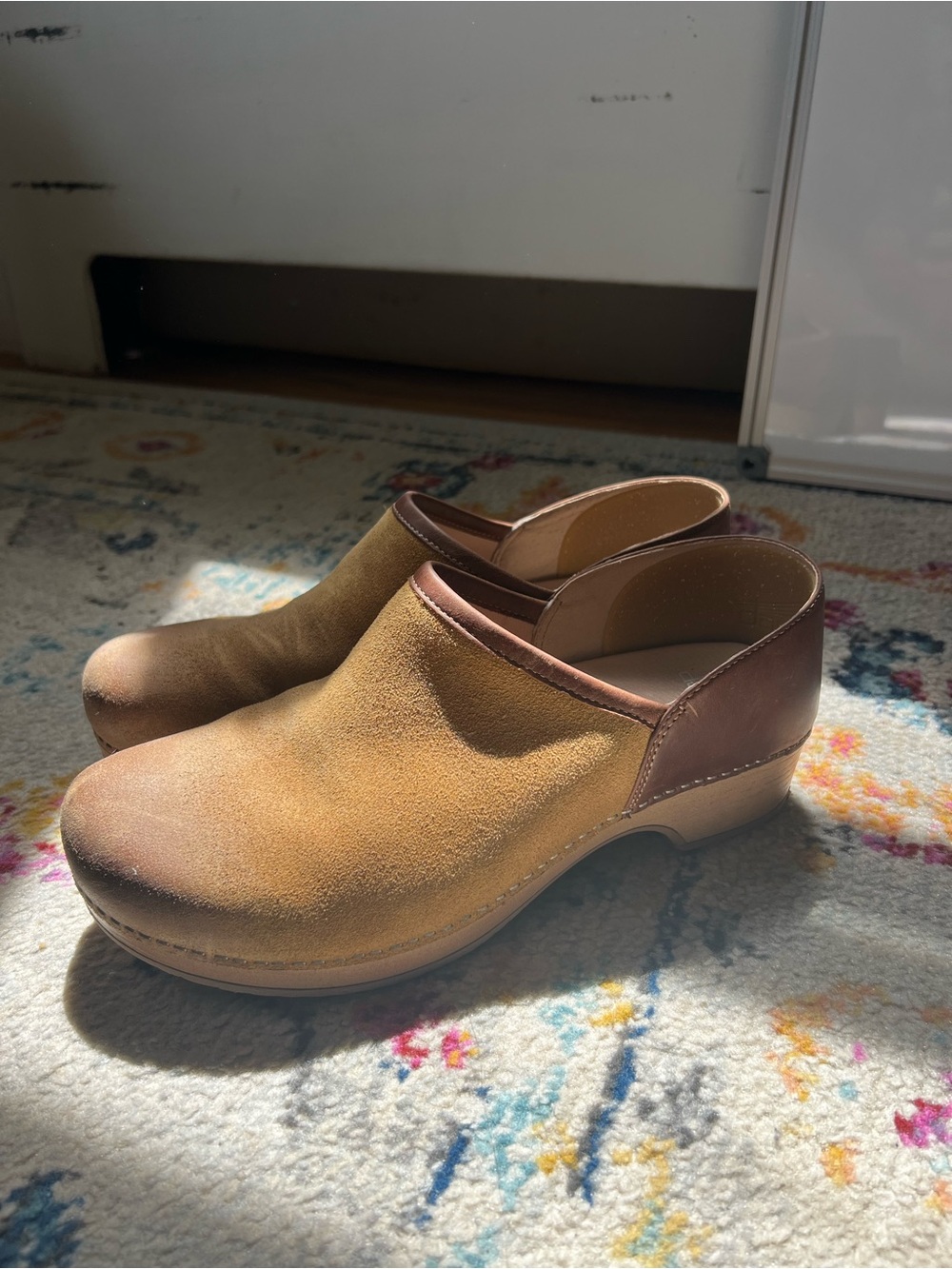 Dansko Tan Suede Leather Clogs